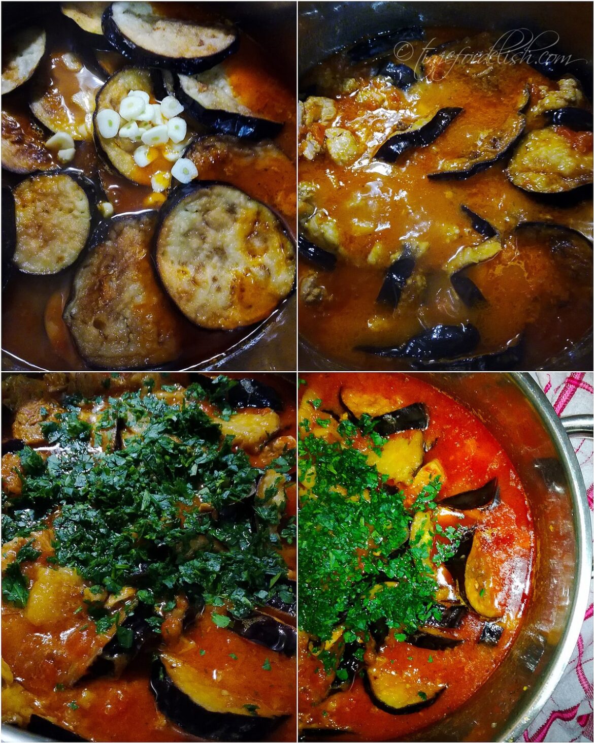 Stewed Eggplant In Tomato Sauce With Pork (Romanian Dish)