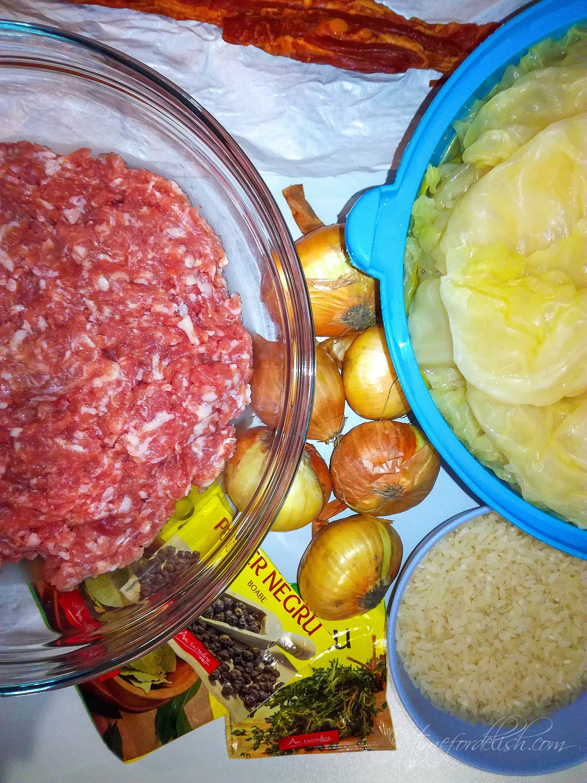 ingredients for sarmale cabbage rolls